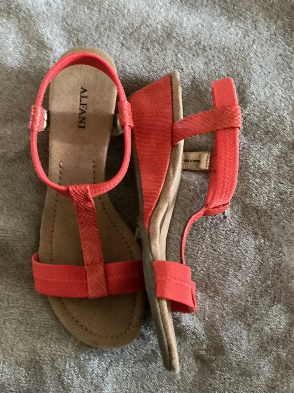 Alfani Kids Bright Coral T-Strap Sandals